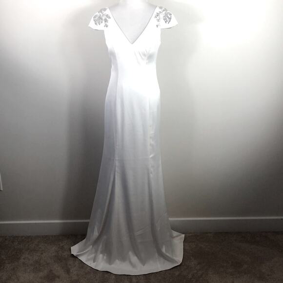 Share Marchesa Notte White Cap Sleeve Dress Gown Size 6 NEW - Picture 5 of 12